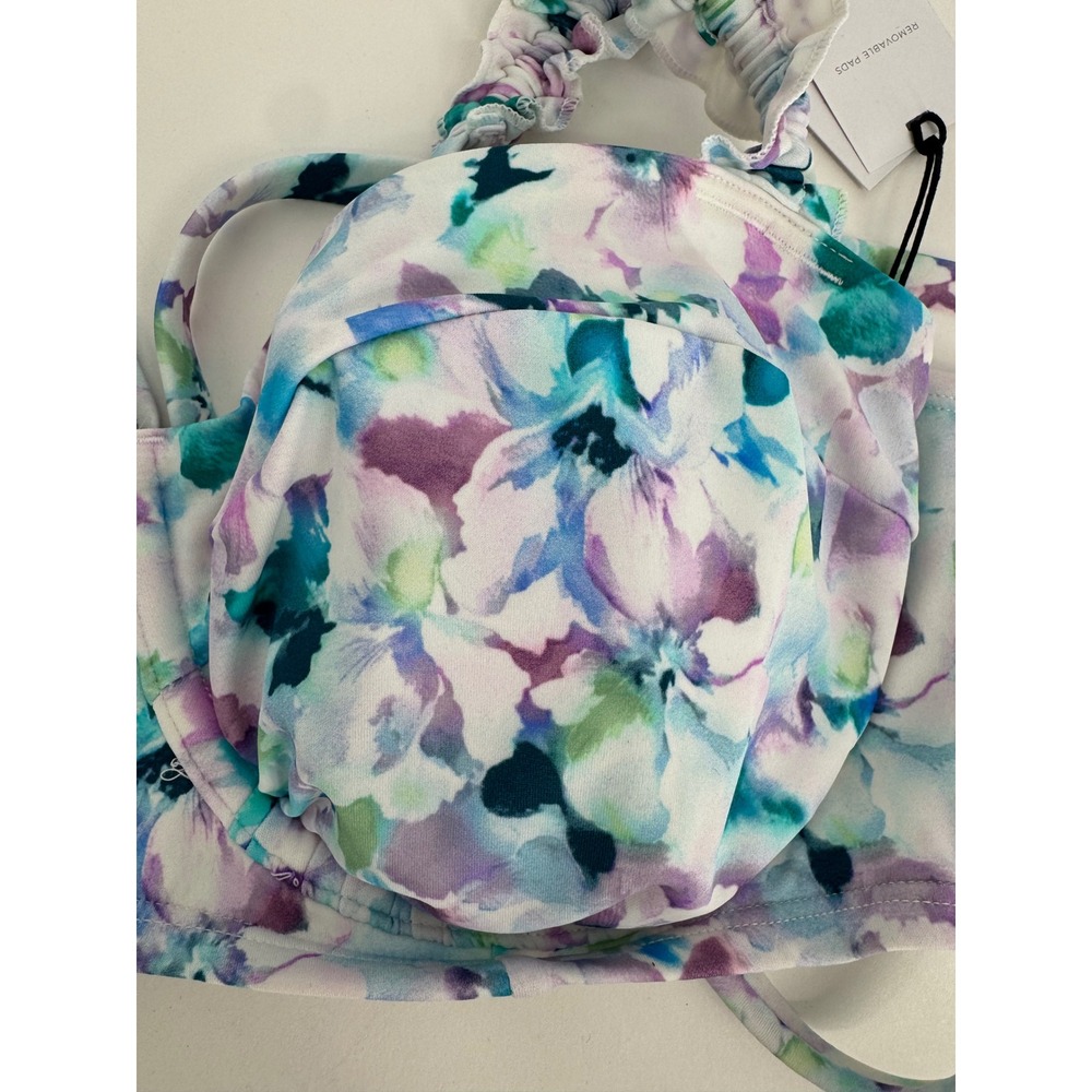 Shade & Shore Womens Floral Underwire Bikini Top Ruffle Strap Sz XL NWT - Picture 2 of 12
